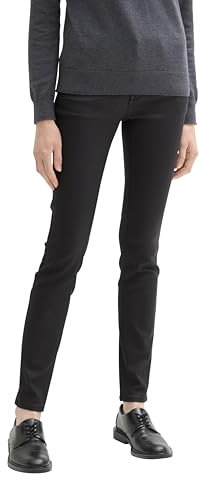 TOM TAILOR Damen Coated Alexa Skinny Jeans in Leder-Optik, 14482 - Deep Black, 34/32