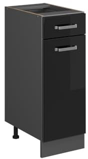 Vicco Küchenunterschrank R-Line, Schwarz Hochglanz/Anthrazit, 30 cm ohne Arbeitsplatte
