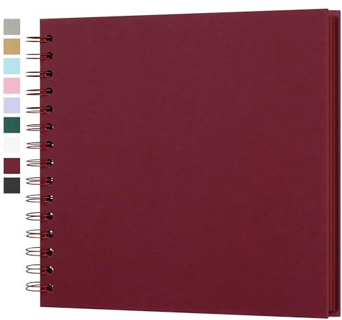 Fotoalbum zum Selbstgestalten, Scrapbook Fotobuch zum Einkleben 21 x 21 cm 40 Seiten, Archivqualität säurefrei DIY Geschenk für Baby, Familie, Jahrestag, Geburtstag, Valentinstag und Hochzeit, Rot