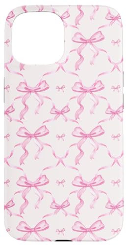 Hülle für iPhone 15 Ästhetische rosa Bänder und Schleifen in Aquarell