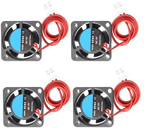 Jopto 4 piezas ventiladores de refrigeración sin escobillas 25 x 25 x 10 mm 2510 DC 5V rodamientos hidráulicos 2 pines para mini refrigeración, PCB, notebook/tarjeta gráfica, alta velocidad