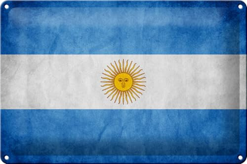 Schild Blech 30x20cm - Made in Germany - Flagge Argentinien Fahne Metall Deko Blechschild