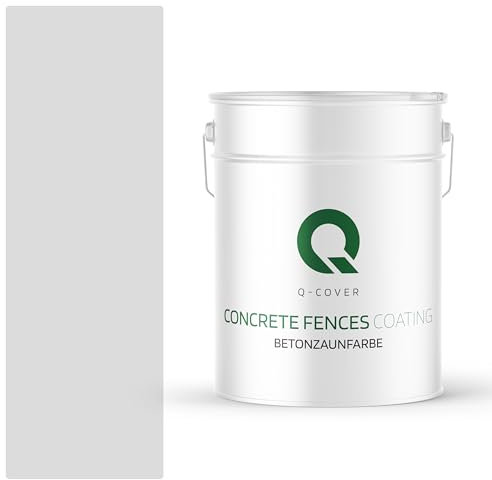 Q-COVER Betonzaunfarbe | 10L | Weiß-Grau | Silikon Farbe | Außen | Betonfarbe | Hydrophobe Farbe | Acrylat Dispersion | Betonzäune | Betonelemente