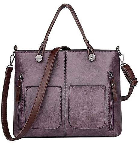 Taschen Organisator Shopper Damentasche kann schräg sein, Tasche kann Handtasche sein, Santed-Handtasche, modische Ledertasche Zirkeltraining Taschen Damen (Purple, One Size)
