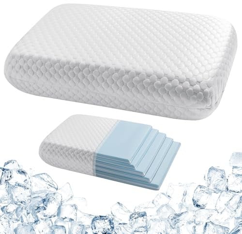 Kühlender Memory Foam Kissen 40x60, Kopfkissen Hart Fest zum Schlafen, Einstellbares Seitenschläferkissen Nackenkissen für alle Schlafpositionen mit waschbarem Bezug, Höhenverstellung von 2 bis 13 cm