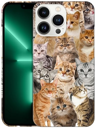 GlamCase for iPhone 13 Pro Max, iPhone 13 Pro Max Case - Cat collage Design Printed Slim & Sleek Cute Plastic Hard Snap on Protective Designer Back Phone Case/Cover for iPhone 13 Pro Max
