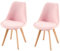 H.J WeDoo 2er Set Nordic Lamm Plüsch Esszimmerstuhl,Küchenstuhl mit Massiven Buchenstuhl Beinen und Lammwolle Kissen,Geeignet für Casual Stühle in Büros,Küchen und Räumen,Rosa