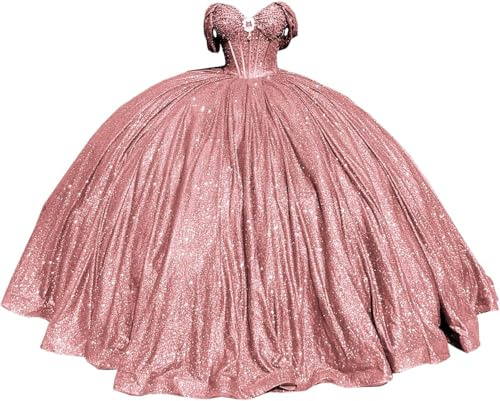 Yifanier Robe de Quinceanera à Perles Scintillantes avec traîne Robe de Bal Bouffante Robe de Bal Longue à Paillettes Robes Sweet 15 16 MT007