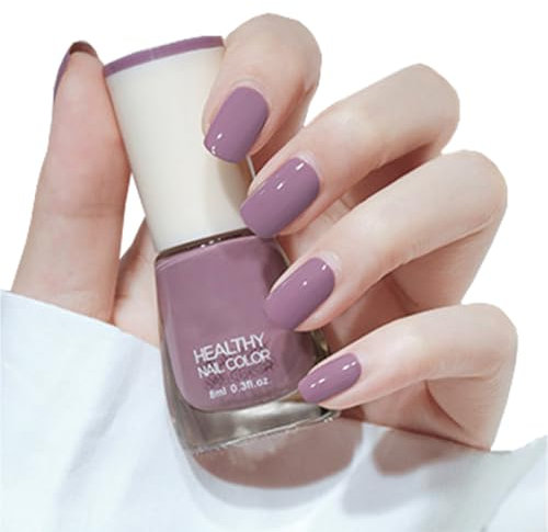 Nude Nail Polish, Nude Quick Dry Nail Varnish - Oil Based Natural Long Lasting Nail Polish - No Need Uv Nail Paint For Diy Nail Art Manicure At Home -French Manicure (25#Light Purple)