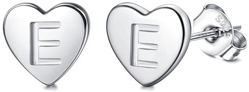 Adramata Buchstaben Ohrringe Silber 925 Damen Herz Ohrringe Mädchen Initialen Buchstaben Ohrstecker Gold/Silver Geschenke für kinder Mädchen,S5