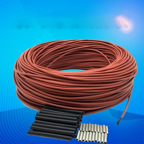 Cavo Riscaldante in Fibra di Carbonio Resistente al Calore 200°C, 12K 33 Ohm/m, Filo Rosso in Silicone (100 m)