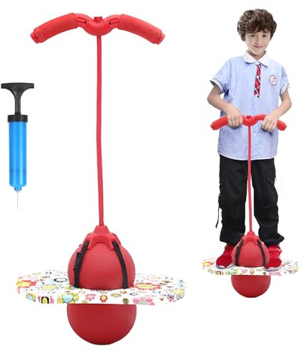 bechoanigel Ballon Sauteur Pogo Stick,Ballon Sauteur avec Poignée,Capacité de Charge de 100kg,Pogo Stick pour Enfants pour Les Enfants et Les Adultes Qui Souhaitent Travailler l'équilibre(Rouge)