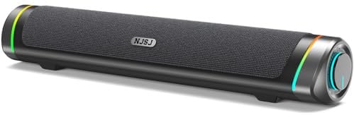NJSJ Altoparlante per computer, stereo 2.0 PC, soundbar, alimentato USB, altoparlante da gioco con ingresso da 3,5 mm, suono stereo Hi-Fi, scatole con luci RGB colorate, per desktop, laptop,