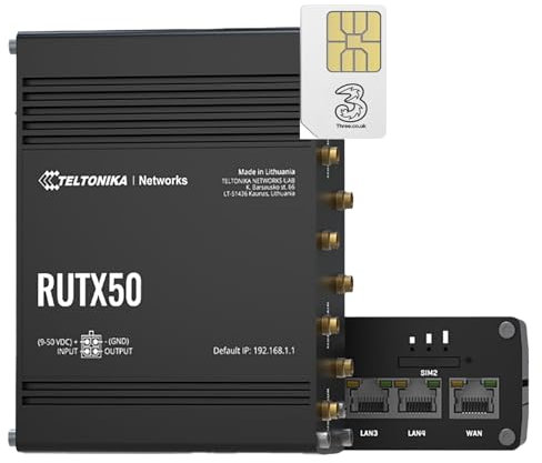 RUTX50 5G Dual SIM Industrial M2M/IOT Router with Fixed IP Data SIM Card Bundle