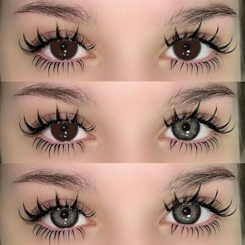 UYAAI Jahreslinsen Farbige Kontaktlinsen ohne Stärke, 1 Paar, mit gratis Kontaktlinsenkoffer, ideal für natürliches Makeup (dunkelgrau, 14.2mm, 0.00)