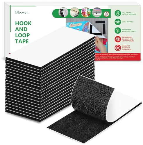 Blooven Autoadesivo Nastro Adesivo 20 PCS 50 x 100 mm, Autoadesivo Forte Universale (20 Pezzi 50 x 100mm, Nero)