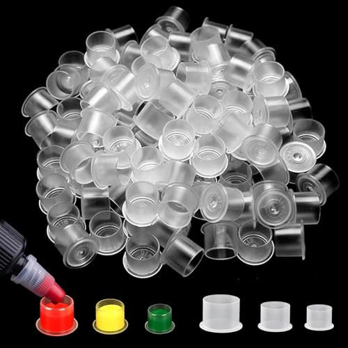 Rayyl 300 Stück Tattoo Farbkappen Cups - Gemischte Tattoo Ink Caps Größen #11 Klein #14 Mittel #17 Große Einweg Ink Cups für Künstler