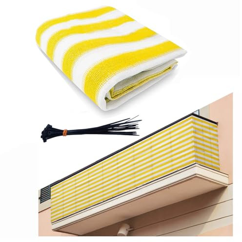 51buyoutgo Balkon Sichtschutz, Garten Balkon Sichtschutz & Schutzgitter, 300x90cm Outdoor Sichtschutzmatten & Schutz Terrasse Windschutz Balkonnetz für Sonnenabdeckung Wind UV und Wetterfest Gelb