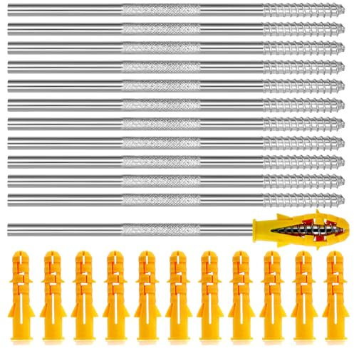 PWGHWG 12 supporti per mensole invisibili, M6 × 128 mm, in acciaio al carbonio, invisibile, con tasselli, per libreria, scaffali da parete