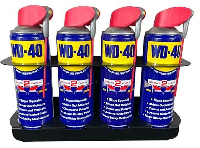 TR Home Solutions Spray Can Holder, Wall Mount Heavy Duty Metal Rack for 4 Aerosol Cans, Garage, Workshop & Van Storage