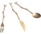 ULTECHNOVO 1 3 Piezas Cuchara de horquilla de cuchillo de rama retro tenedor de frutas utensilio cuchara de postre antigua y tenedores de acero inoxidable tenedor cuchara decorativa Dorado