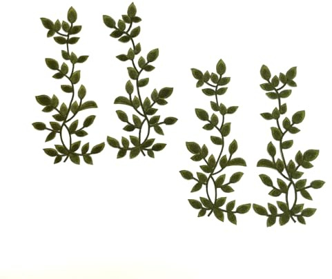 Sourcemall Iron on/Sew on Patches, Embroidered Patches for DIY Clothing, Jackets, Jeans, Backpacks, Hats, Arts Craft Sew Making (Two Pairs Green Leaves)