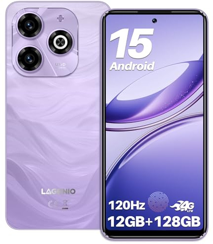 LAGENIO A11 Smartphone Android 15, 12GB RAM+128GB ROM/TF 1TB, 6.7'' HD+120Hz, Octa-Core Unisoc T7250 Telefono Cellulare, 5150mAh/13MP+8MP/Fingerprint/Face ID/4G Dual SIM/Widevine L1/OTG