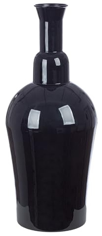 GILDE Vase Filu aus Metall - schwarz glänzend - Höhe 55cm x Breite 25cm - Dekovase