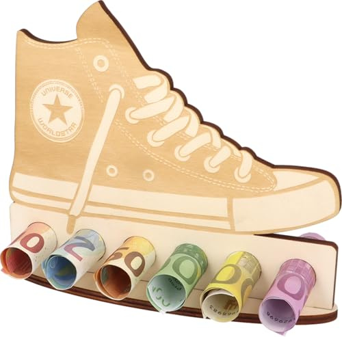 XL Geldgeschenk aus Holz Sneaker Sportschuh|Geschenkidee|Gutscheinverpackung|witziges Geschenk|Geldgeschenk für Frauen und Männer (Freizeitschuh)