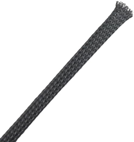 CALFOVERA 30m x 6mm Width PET Wire Mesh Sleeve Loom Expandable Braided Sleeving Tubing Cable Protector Sheath Flexible Black Wiring Harness Cord Wrap Cover Organizer for Audio Video Cord