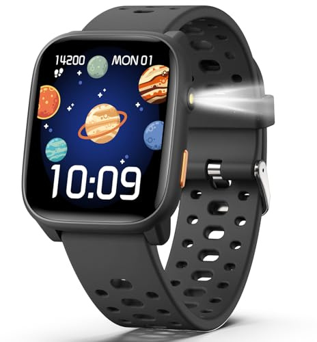 Smartwatch, Orologio Fitness 1.83 per Bambini Smart Watch con Giochi, Contapassi, Cronometro, 100+ Sportivo, Notifiche Messaggi, Fitness Tracker per per Ragazzi Ragazze Adolescenti 6-16 (Nero)