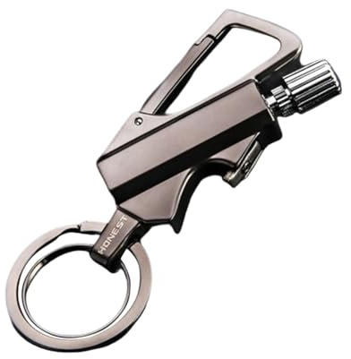 Feuerzeug mit permanentem Streichholz, Tragbares Wiederverwendbares 3-in-1 Multitool-Schlüsselanhänger-Flaschenöffner, Streichholz Feuer Anlasser im Freien Notfall (Schwarz)