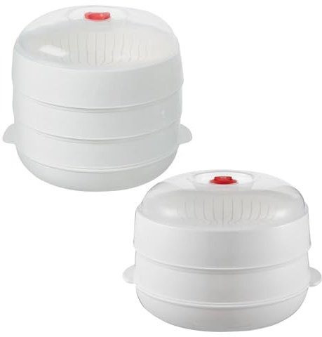 Mikrowelle Dampfpapier mit Deckel und Tablett - Mehrzweck Lebensmittelheizbehälter Gesundes Kochen aus Kunststoff BPA-frei belüftet | Fisch Nudeln Knochen