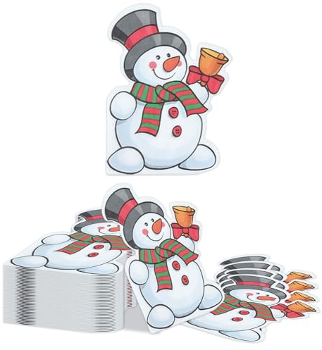 Kotkiddy 40 STK Schneemann Servietten Weihnachtsglocke 2 Lagig Einweg Cocktail Getränke Papierservietten Winter Schnee Thema Party Geburtstag Feier Lunch Dekoration 14cm x 16cm