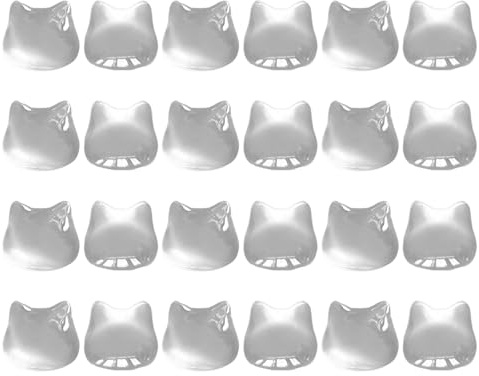 Krmoau Keyboard Stickers for Long Nails - 24 Pieces Transparent Keycaps, Raised Transparent Cat Head Design Keyboard Bubbles - For Women Men Teenagers Students PC Laptop Computer Game
