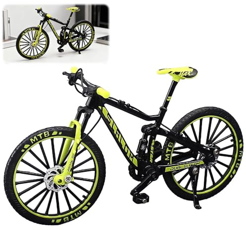 LYPPUL Finger Fahrrad Modell, 1:10 Mountainbike-Modell Spielzeug, Mini Fahrrad-Legierung fahrradmodell, Finger Mountainbike Modells Ornamente für Wohnzimmer Tischdeko Büro Schreibtisch (Grün)