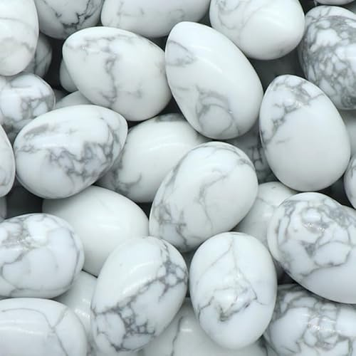 JinweiS Ostereier aus Naturstein, 30 mm, weiß, strukturiert, nicht porös, Naturstein-Dekorationen, DIY, handgefertigtes Zubehör, 10 Stück