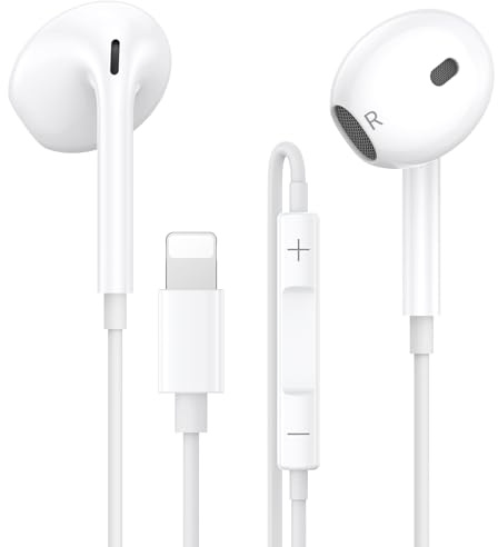SiriusXM Kopfhörer mit Kabel iPhone, [MFI Zertifiziert] HiFi Stereo In Ear Kopfhörer mit Lautstärkeregler und Mikrofon Kompatibel mit iPhone 14/14 Pro/14 Plus/13/13Pro/12/11/SE/XR/XS/X/8/8Plus/7Plus