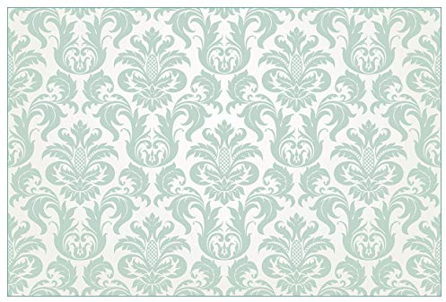 Wallario Küchenrückwand selbstklebend 90 x 60 cm, Motiv: Königliche Schnörkelei in weiß und grün | Spritzschutz abwischbar & pflegeleicht