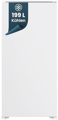 homeX CB1991E Einbaukühlschrank ohne Gefrierfach 122cm Nische 199 Liter | Schlepptürtechnik, LED-Beleuchtung, leise 39 dB, Temperaturregelung, Türanschlag wechselbar, Einbau Vollraumkühlschrank
