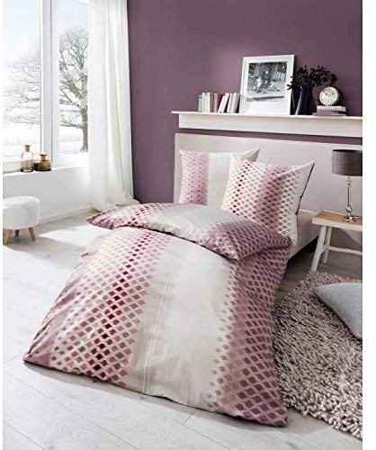 Kaeppel Mako Satin Bettwäsche Rauten Various Mauve 135 x 200 cm + 80 x 80 cm Mauve