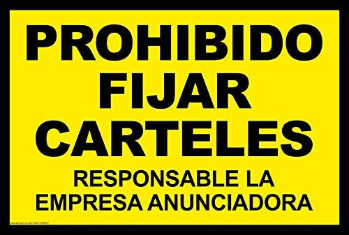 Cartel resistente PVC - PROHIBIDO FIJAR CARTELES - Señaletica de aviso - ideal para colgar y advertir al transeúnte