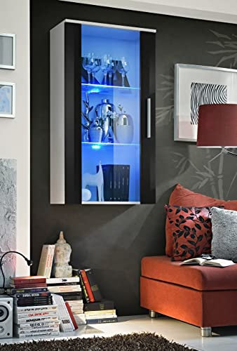 ASM Vitrine Murale à Suspendre - Neo II - 60 Cm X 110 Cm X 29 Cm - Blanc Et Noir