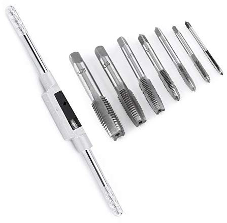 7pcs Jeu de Tarauds Métrique Réglable Filetage Métrique avec Clé à Robinet M3 M4 M5 M6 M8 M10 M12