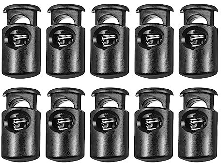 Trimming Shop Cord Lock Spring Loaded Single Hole Toggle Stopper for Luggage, Lanyard, Clothing, DIY Projects, Backpack, Sportswear, Shoelaces, Jackets, Black, 10pcs