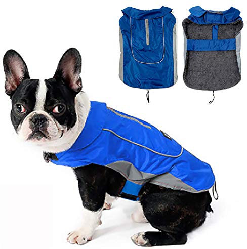 Morezi Dog Warm Coats Jackets Waterproof Coats with Harness Hole Puppy Coat for Small Medium Dogs - Blue - M