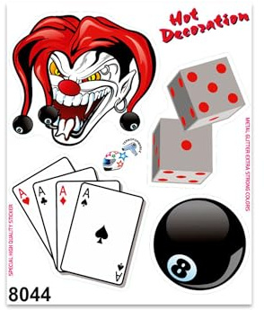 4R Quattroerre.it 8044 Sticker Aufkleber Joker Würfel Kartenspielen Billiard Ball, 13.5 x 16 cm