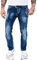 Rock Creek Herren Jeans Hose Regular Slim Stretch Jeans Herrenjeans Herrenhose Denim Stonewashed Basic Stretchhose Raw RC-2110A Dunkelblau W38 L34