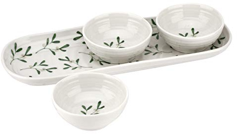 Portmeirion Sophie Conran Garland 3 Bowl and Tray Set (Amor, Mistletoe)
