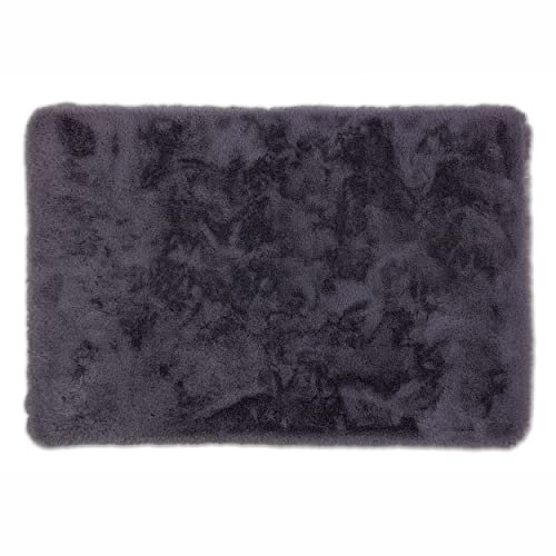 Schöner Wohnen Kollektion Badezimmerteppich 67 x 110 cm – sehr Flauschige Badematte anthrazit – waschbar und rutschhemmend